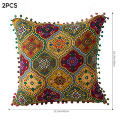 18x18 Inch Reversible Turkish Pattern Pillows (Set of 2 with Inserts) - Romantic Turkey Boho Floral Double Sided Design, Premium Polyester Cover & Fill, Decorative Accent Pillows for Sofa, Chair, Bedroom