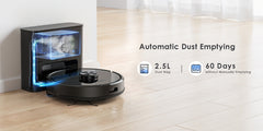 Lubluelu SL60 MAX Robot Vacuum Features a 2.5L Self-Emptying Station, Providing 60 Days of Hands-Free Cleaning. It Boasts a Powerful 4500 Pa Suction, Functions As Both a Vacuum Cleaner And Mop, Includes 24 No-Go Zones