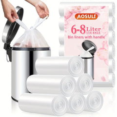 Garbage Bag 6L-8Liter Small Bathroom Foot Garbage Bag (With Handle), Small Garbage Bag, Convenient Car Garbage Bag 110 Transparent And White Inner