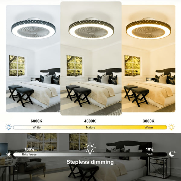 LED Ceiling Fan with Light And Remote, Ceiling Lamp with Fan, Low Profile, 6 Speeds, 3 Colors, 2 Control Modes, Fan Lamp, for Bedroom, Living Room, Dining Room, Kitchen, Office