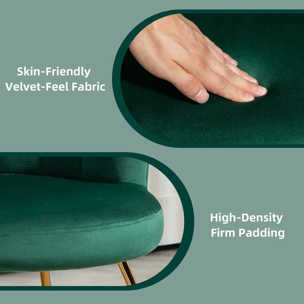 Modern Armchair, Velvet Tufted Accent Chair with Lotus Backrest, Occasional Chair with Steel Legs for Living Room, Bedroom