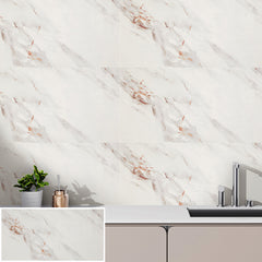 10/20/30/40 Pack Luxury Marble Effect Self-adhesive Floor Tiles 60x30cm, 2mm Thicken Vinyl Flooring Tiles Wall Stickers, Removable PVC Wall Decals, Suitable for Living Room, Bedroom, Kitchen Backsplashes, Bathroom, Office, Background Walls, Easy To Instal