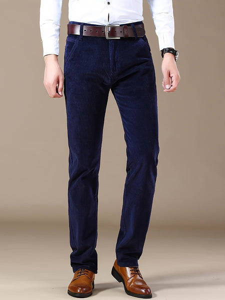 Men's Four-Season Corduroy Slim Fit Straight-Leg Casual Trousers