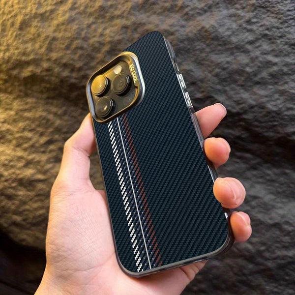 Phone Case: Carbon Fiber Texture Wallpaper Pattern Phone Case for iPhone 17 16 15 14 13 12 11 Plus Pro Max- Creative Fashion Design, Suitable for Both Men and Women, Gift for Friends, Family, Boyfriend, Girlfriend, Full Coverage Anti-drop Protection