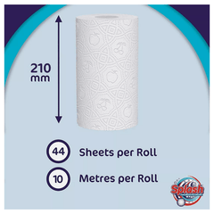 Splash 2-Ply Kitchen Roll 4-Pack Disposable Paper Tissue 72 Rolls White Paper Embossed Strong & Functional