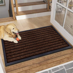 1pc Indoor/Outdoor Rug – 7 Stripe Polypropylene Woven Design with PVC Rubber Back – Heavy-Duty, Waterproof, Non-Slip Dirt-Grabber – Ideal for Entrance, Hallway, Kitchen, Living Room & High-Traffic Areas