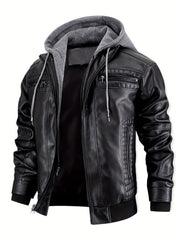 Men's Casual 2in 1 Jacket, Chic Bomber Jacket Biker Jacket with Zipper Pockets