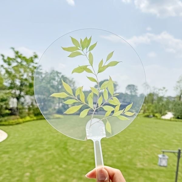 30pcs Elegant Floral Hand Fans, Craft with Plastic Handle, Pink Cherry Blossom And Green Leaves Design for Weddings, Music Festivals, Outdoor Events, Parties