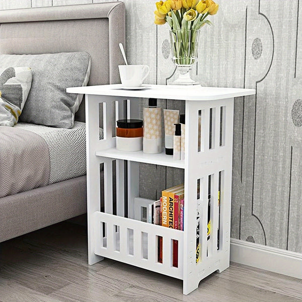 Modern Wooden Nightstand with Three Tiers, Measuring 49X46X29.5Cm, Suitable for Bedrooms, Living Rooms, And Hallways, Easy to Assemble, Can Also Serve As a Coffee Table