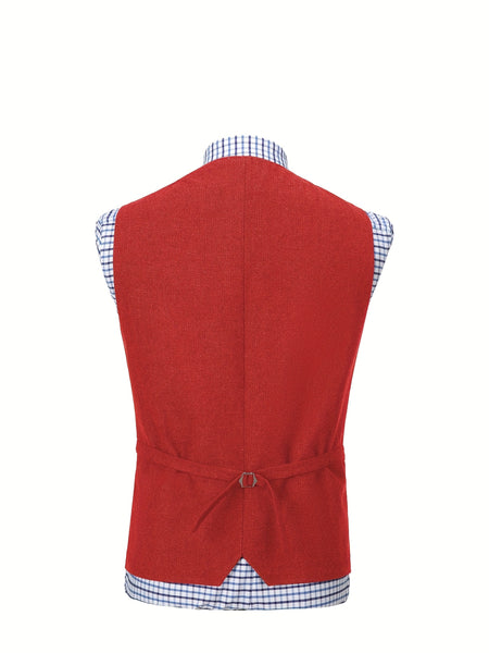 Men'S Vest Wool Blend Herringbone Vintage Men'S Fashion Vest, Groom Best Man Formal Wedding Party Casual Vest