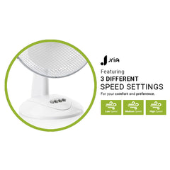12” Portable Desk Fan – 3-Speed Table Fan with 90° Oscillation, Adjustable Tilt Head & Quiet Operation – Compact Air Circulator for Bedroom, Office, or Home (White)