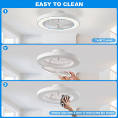 LED Ceiling Fan with Light And Remote, Ceiling Lamp with Fan, Low Profile, 6 Speeds, 3 Colors, 2 Control Modes, Fan Lamp, for Bedroom, Living Room, Dining Room, Kitchen, Office