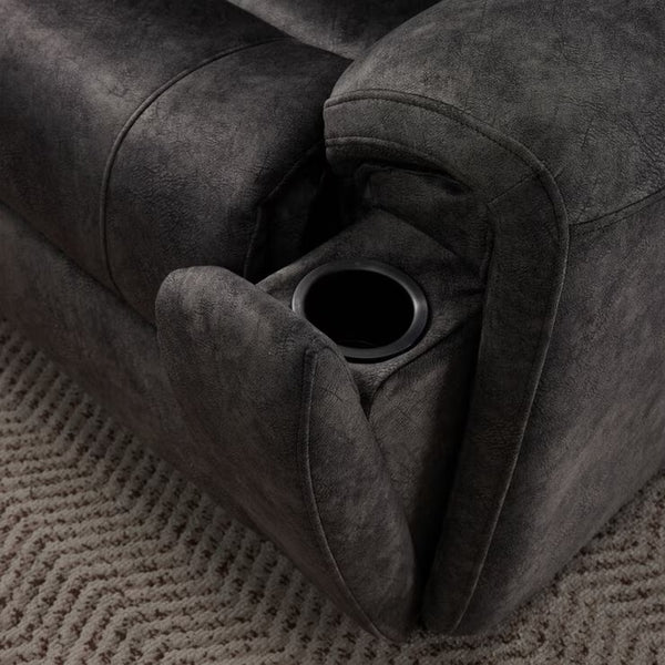 Vegas Grey Fabric Power Reclining Sectional Sofa with Storage Drawer