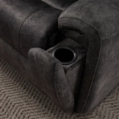 Vegas Grey Fabric Power Reclining Sectional Sofa with Storage Drawer