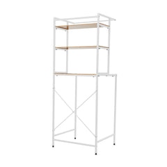 3-Tier Over Toilet Storage Rack, Freestanding Bathroom Laundry Organizer Shelf, Multi-Layer Storage Cabinet for Towels, Detergent, and Plants, White/Black