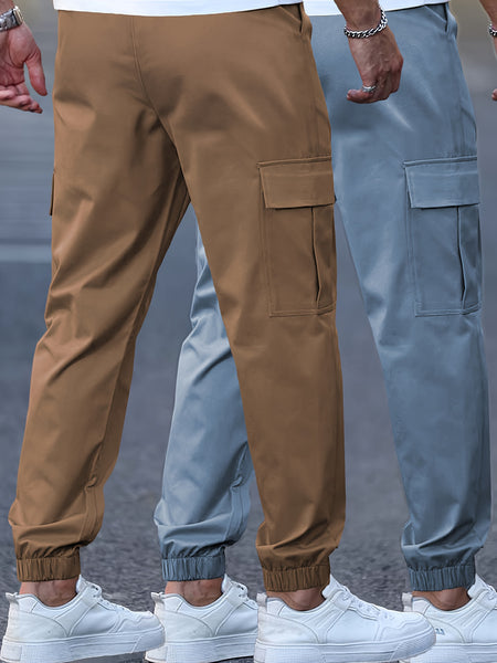 2pcs Men's Cargo Pants - Multifunctional Pockets, Adjustable Drawstring, Suitable for Everyday Casual and Formal Wear in All Seasons - Great Birthday/Christmas Gift - Machine Washable and Durable, a Must-have for Outdoor Enthusiasts