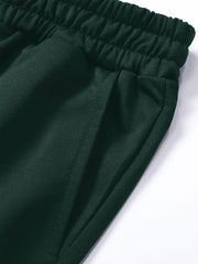 Three-pc Men's Solid Color Plain Elastic Waistband Drawstring Ribbed Cuffed Casual Jogger Pants, Men's Dress Administrative Trousers