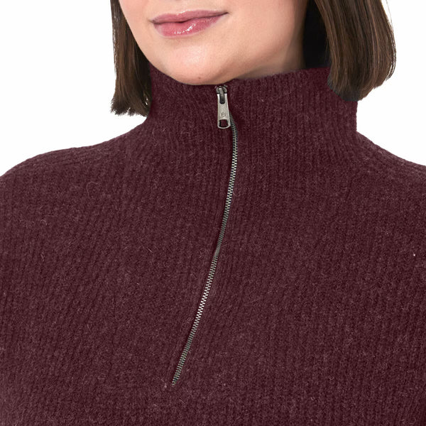 Modern Ambition Ladies 1/4 Zip Sweater in Burgundy