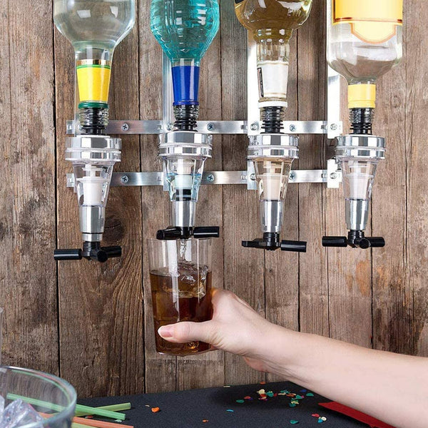 4/6 Bottle Optics for Spirits Bar Butler Wall Mounted Bottle Bracket Upside Down Drink Dispenser Stand Rack for Home Pub or Kitchen Bar, 30ml Optic Spirit Barware Set