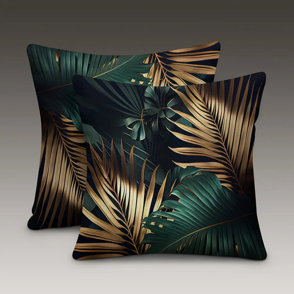 2D Flat - 2pcs Single-sided Tropical Leaf Pillowcases | Polyester, Retro Nordic Style, Machine Washable, Zipper Closure, Suitable for Sofa, Living Room, Bedroom, Car Cushions, No Inner Core, Sizes 14x14, 16x16, 18x18, 20x20
