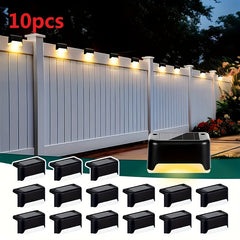 10pcs set of solar outdoor garden lights, home garden layout staircase deck lights, hallway wall lights, railing decorative lights, holiday decorative atmosphere lights, IP44