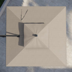 Seasons Sentry 10Ft (3M) Square 2-Tier LED Solar Cantilever Umbrella with Rolling Base in Beige