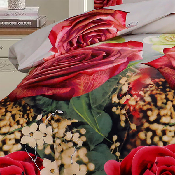 4pcs Printed Duvet Cover Set, Soft Comfortable Multi-design Printed Bedding Set, For Bedroom, Guest Room (1 Fitted sheet + 2 Pillowcases + Without Core) Trendy Design, Soft Fabric, Brushed Material, Lightweight