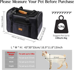 Morpilot Cat Carrier, Portable Pet Carrier Bag for Cats and Small Dogs, Foldable Soft Sided Cat Transport Carrier, Airline Approved Pet Travel Carrier with Shoulder Strap, Removable Mat and Pet Bowl