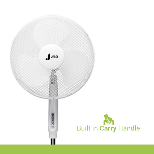 JriA 16” Inch Oscillating Pedestal Air Cooling Electric Fan 90°Oscillation 3 Speed Control Adjustable Extendable Stand Hot Summer Air Cooling Electric Portable Stand Fan (16 Inch Without Remote, White)