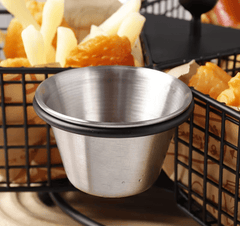 1pc Rotating French Fry Basket with Dipping Cup Compatible for French Fries, Onion Rings, Wings - Heavy-Duty Stainless Food-Contact Rotator System, Countertop/Floating Shelf Fryer Basket for & Commercial Kitchens