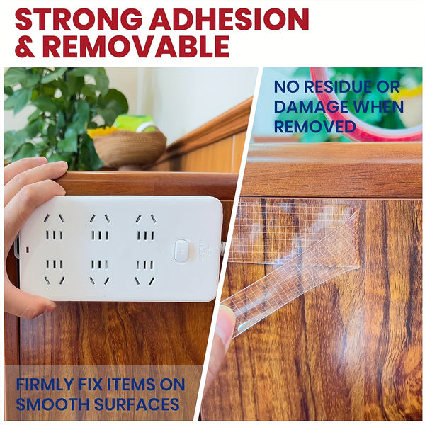 2pcs Industrial Grade Nano Double-Sided Tape, 5-Meter-Long Removable Without Leaving Any Marks, PET Transparent Material, High Viscosity | Strong Load-Bearing | Easy to Tear And Cut | Temperature Resistant, Reusable, Suitable for Home, Office, Car, Office