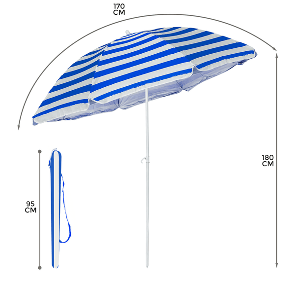 1.7m Garden Parasol Outdoor Tilt Umbrella, Parasol UV Canopy Patio Sun Shade Umbrella for Garden
