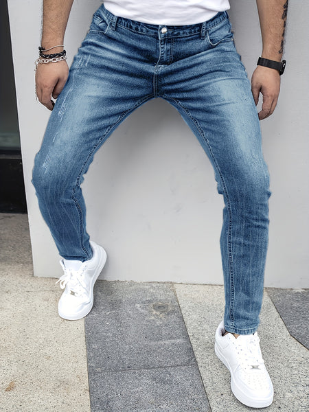 Men'S Denim Slim Fit Slimming Black Stretch Men'S Easy Casual Small Straight Leg Business Men'S Pants, Suitable for All 4 Seasons
