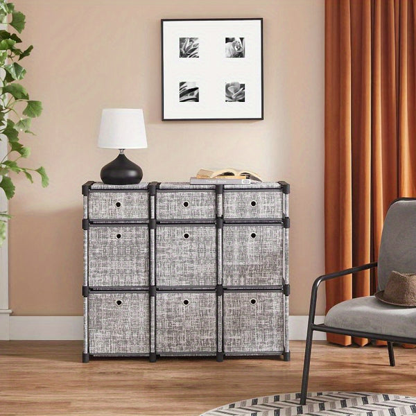 9-Cube Drawer Organiser, Storage Unit with 9 Storage Boxes, Closet Organiser, Bookcase, 83. 5 x 30 x 79. 5 cm, for Bedroom, Living Room