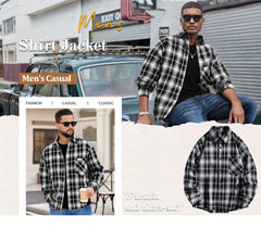 3pcs Set - Men'S Spring/Autumn Collared Checkered Shirt Youth Outdoor Casual Trendy Top Men'S Fashion Versatile Jacket