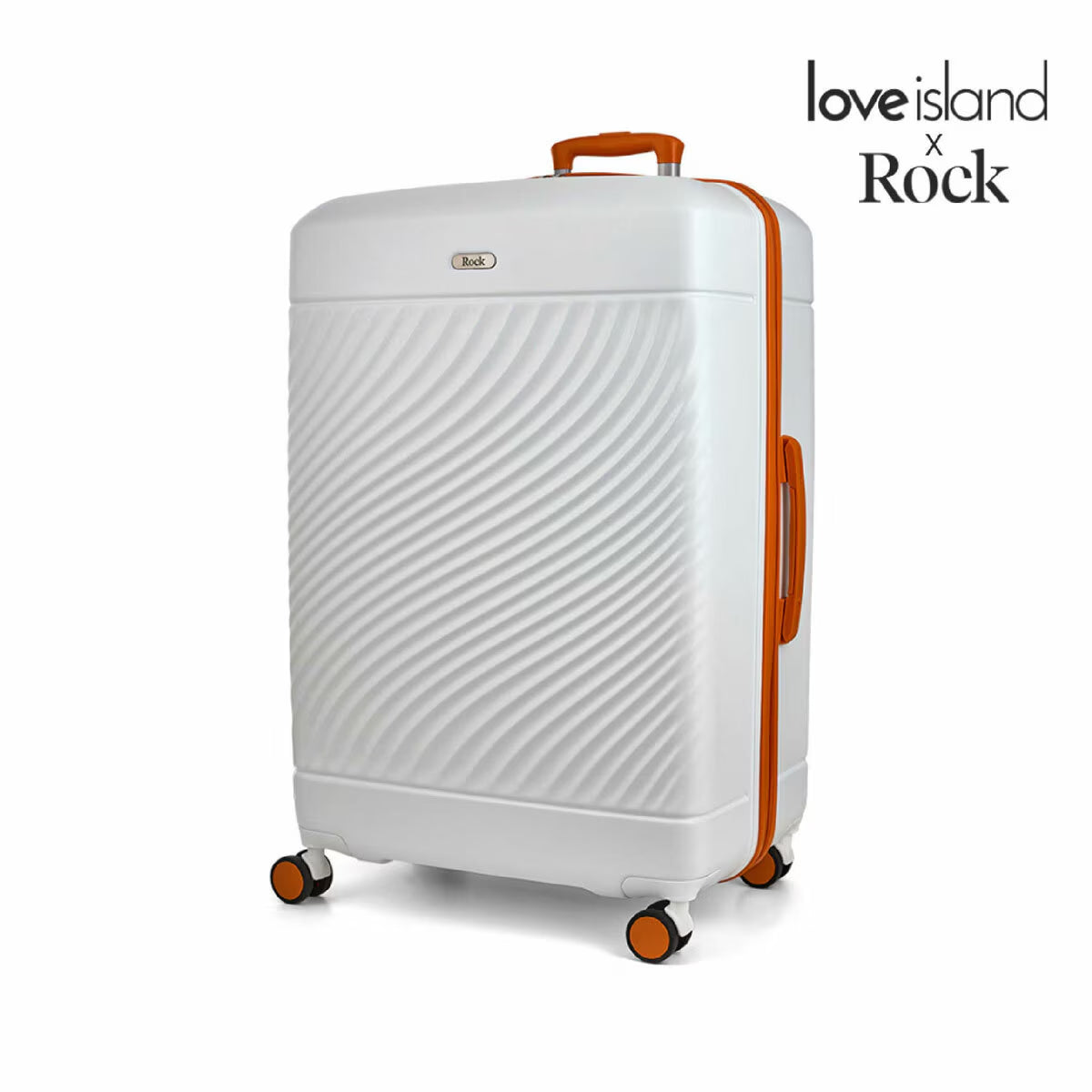 Rock Love Island Hardside Large Suitcase in White + Orange