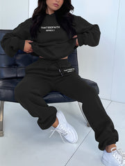 Fashionable Set of Sweatshirt And Long Pants with Letter Prints for Women