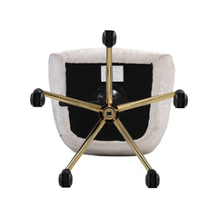 Velvet Office Swivel Chair, Vanity Chair, Pretty Fancy Desk Chair, Office Chair for Girls, 360° Swivel Height Adjustable Reception Chair Gold Base