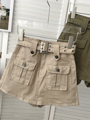 [Summer Women's Clothing Sale]Hip-wrapped A-line Short Skirt - with Belt And Multi-pocket Denim Skirt Short Skirt - Summer Women's Clothing All-match Suitable for Daily Wear