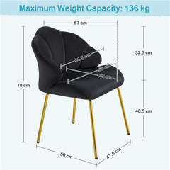 Costoffs Velvet Accent Chair Modern Side Chair Vanity Chair Leisure Chair with Shell-shaped Backrest and Golden Metal Legs, Versatile Use Lounge Chair for Living Room/Bedroom/Home Office/Kitchen, White/Pink