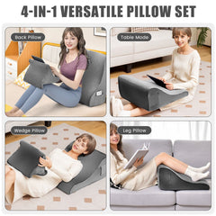 COSTWAY Wedge Pillow Set, Bed Wedge Pillow with Tablet Pillow Stand, High Resilience Foam, Side Pockets, Smooth Zipper, Soft Wedge Pillow for Neck, Shoulder, and Back Pain Relief Bedroom Furniture Bedroom Accessories Furniture for Home From LOCAL WAREHOUS