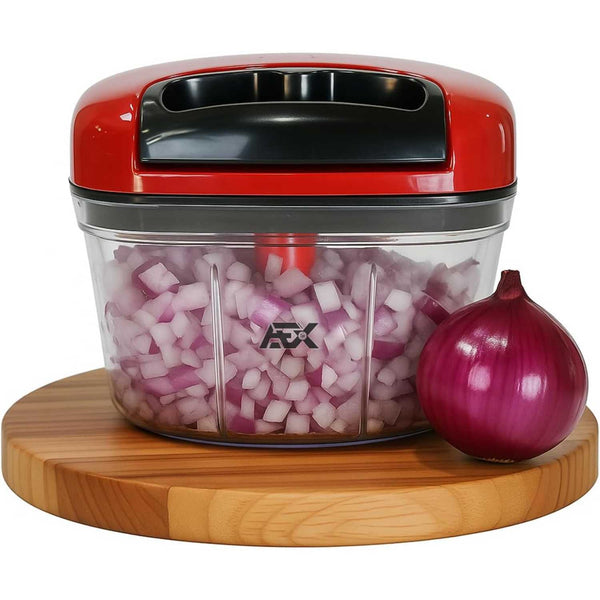 AEX Manual Food Chopper Hand Pull String Vegetable Chopper for Onion Garlic Herbs Nuts Compact Kitchen Food Processor Easy Clean Multifunction Chopper Persian Red
