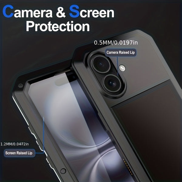 Durable Shockproof Phone Case for iPhone 17 Air 16 15 Pro Max Plus with 360 Degree Dustproof Protective Cover and Built In Glass Screen Protector Mobile Phone Case