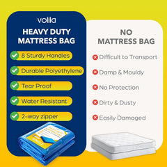Mattress Bag for Moving - Reusable Waterproof Mattress Cover, Heavy Duty Mattress Bag for Storage and Protecting Beds from Stains, Dust, and Pests - (150gsm)