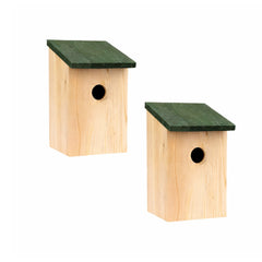 2 X Wooden Nesting Box Bird House Nesting Box Small Birds Bluetit Robin Sparrow