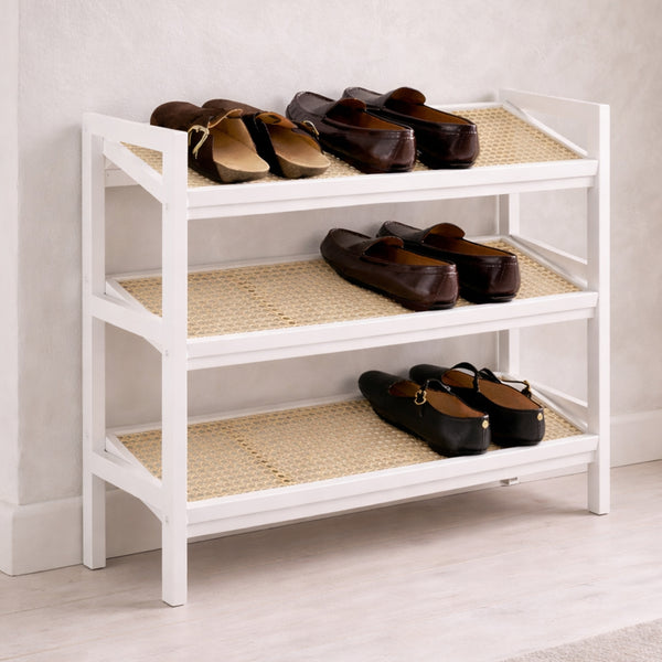 KEPLIN 2/3/4-Tier Bamboo and Rattan Shoe Rack Organizer – Durable, Easy Assembly – Compact Design for Entryway, Closet, or Hallway – Stylish and Functional Storage – Black and Natural