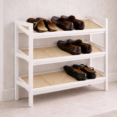 KEPLIN 2/3/4-Tier Bamboo and Rattan Shoe Rack Organizer – Durable, Easy Assembly – Compact Design for Entryway, Closet, or Hallway – Stylish and Functional Storage – Black and Natural