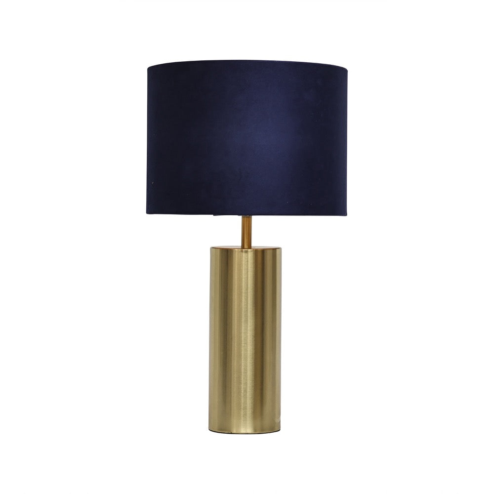 Amber - Gold Touch Operated 40cm Table Lamp Navy Blue Velvet Shade