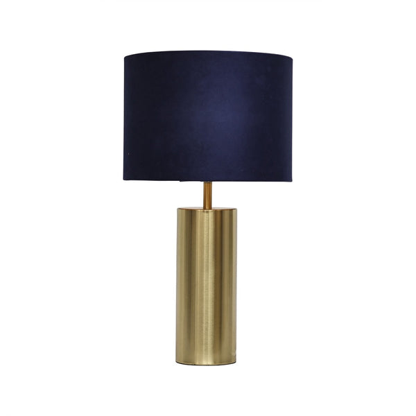 Amber - Gold Touch Operated 40cm Table Lamp Navy Blue Velvet Shade