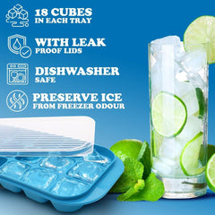 4 x Set of Ice Cube Tray with Lid Jelly Maker Ice Cube Tray | Non-Spill Stackable Lids - Ice Mould Dishwasher Safe BPA Free- 25.5cm Long, 11.5cm Wide, and 3cm deep